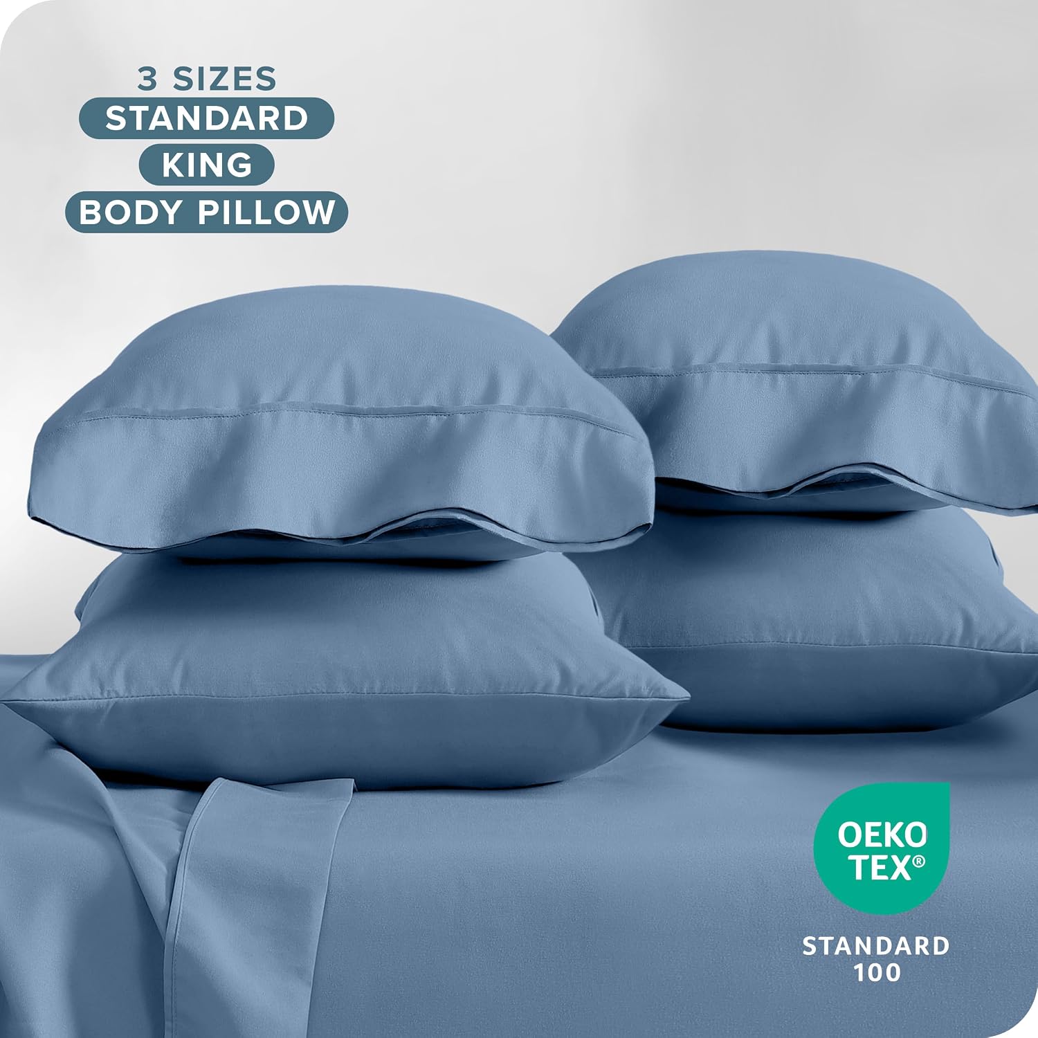 BareHome Bare Home Microfiber Bulk Pillow Cases - Standard/Queen Size Set of 4 - Cooling Pillowcases - Double Brushed - Coronet Blue Pillow…