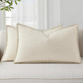decorUhome Summer Decorative Throw Pillow Covers 12x20 Set of 2 Lumbar Faux Linen Farmhouse Pillow Covers with Stitched Edge Outdoor…