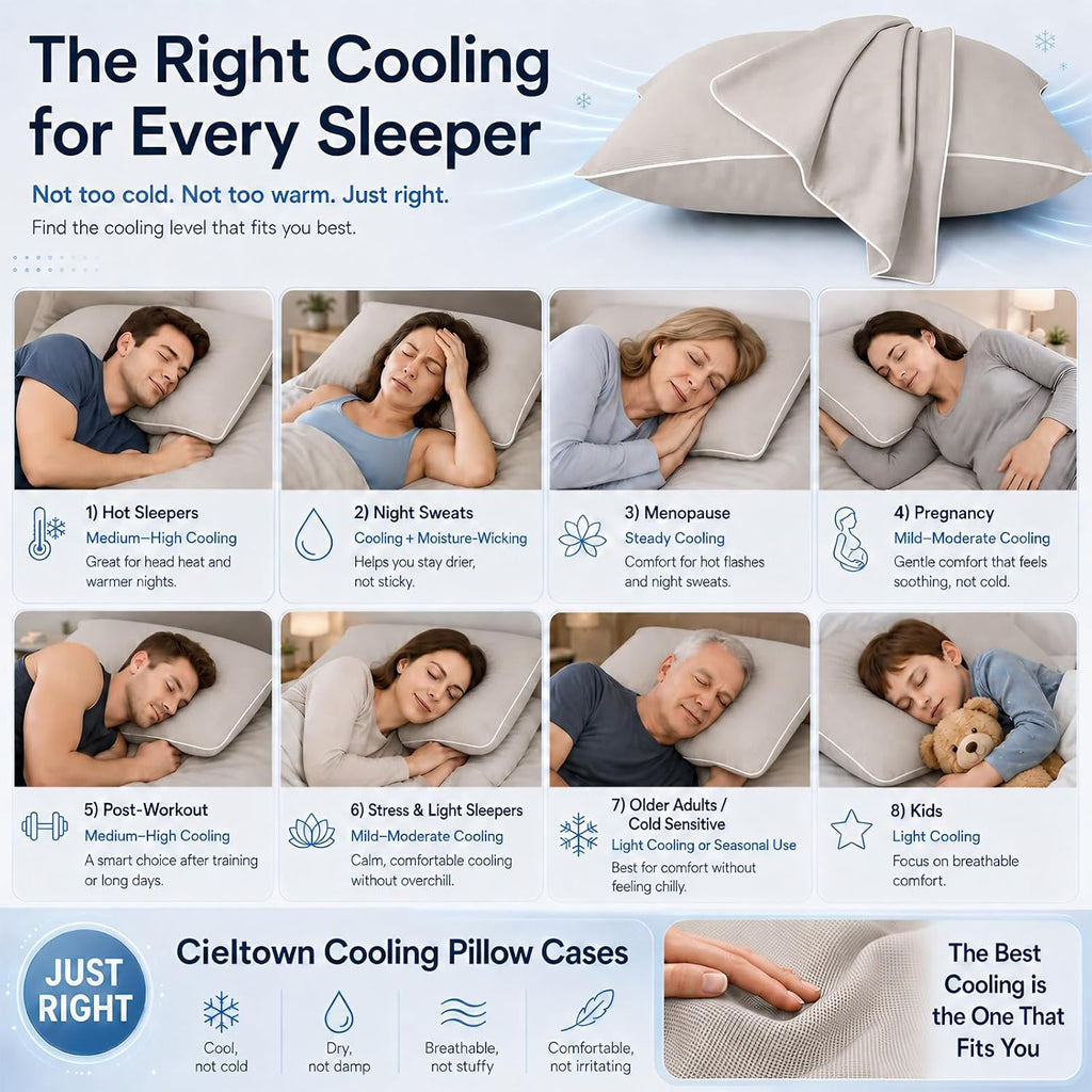 Cieltown Cooling Pillow Cases for Hot-Sleepers: Q-Max ≥0.4 Nylon Spandex Cool-to-Touch for Night Sweats - Waffle Weave for Dry & Com…