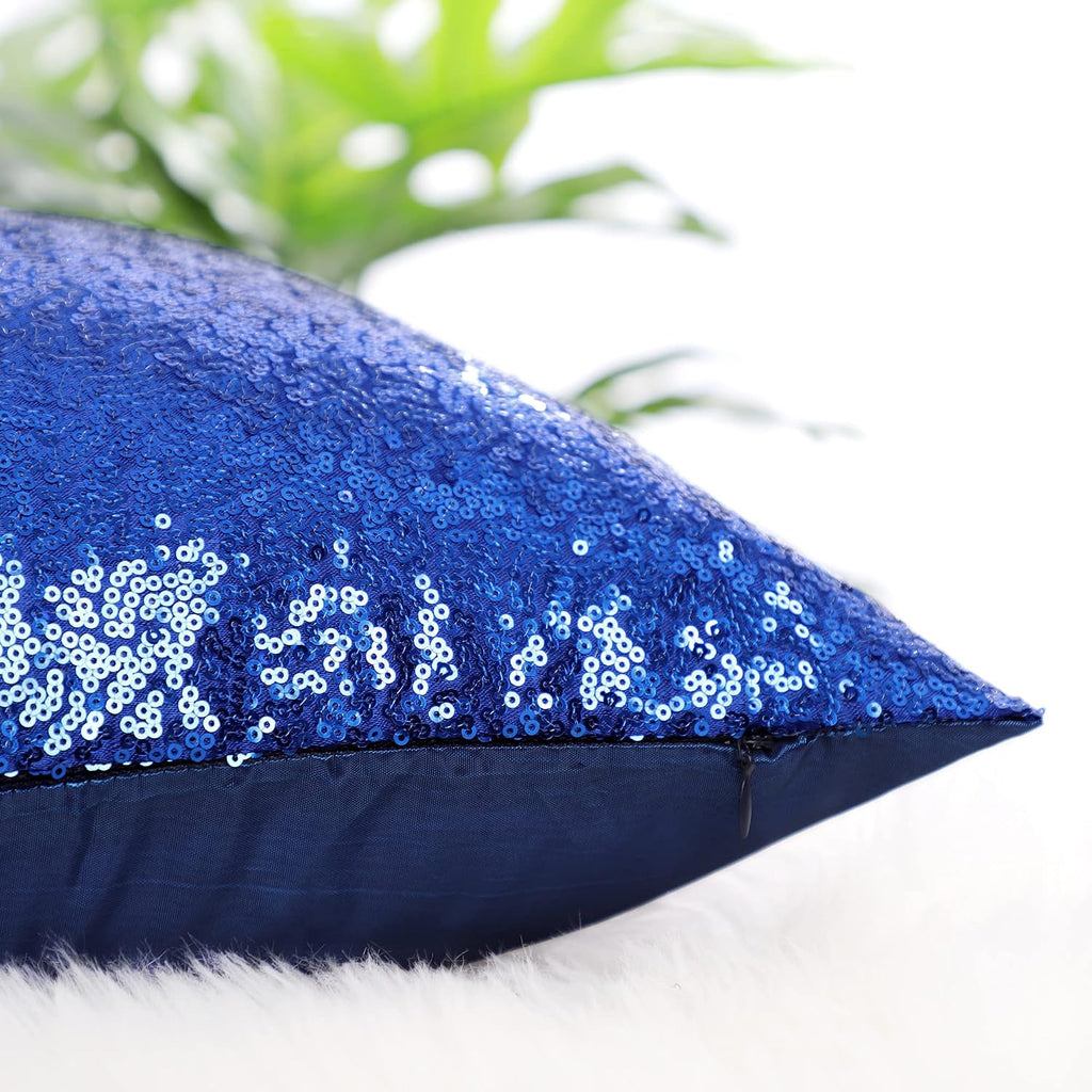 uxcell 2 Pcs Dark Blue Sequin Throw Pillow Covers, Shiny Sparkling Comfy Satin Sequin Cushion Covers, Decorative Pillowcases for…