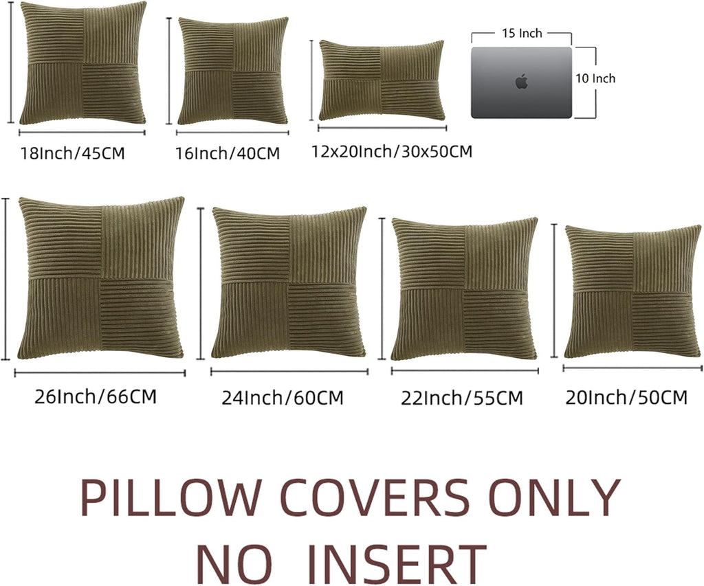 Fancy Homi 2 Packs Olive Green Decorative Throw Pillow Covers 16x16 Inch for Living Room Couch Bed, Rustic Farmhouse Boho Home Decor…