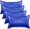 Elegantcomfort Elegant Comfort 4-Pack Standard/Queen Satin Pillowcase Set with Hidden Zipper Closure, Silky Smooth for Hair and fabric…