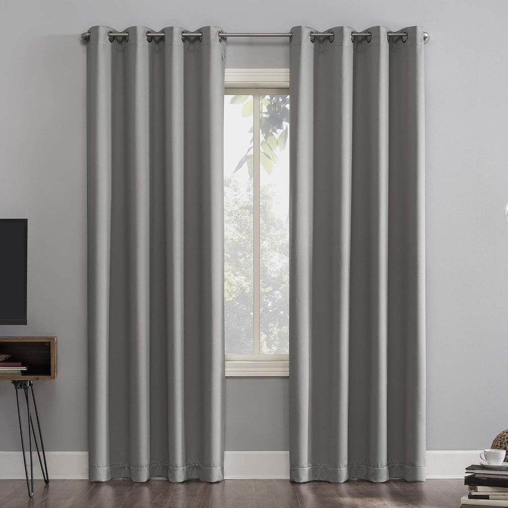 Sun Zero Nordic Theater Grade Extreme 100% Blackout Grommet Curtain Single Panel, 52" x 54", Silver Gray