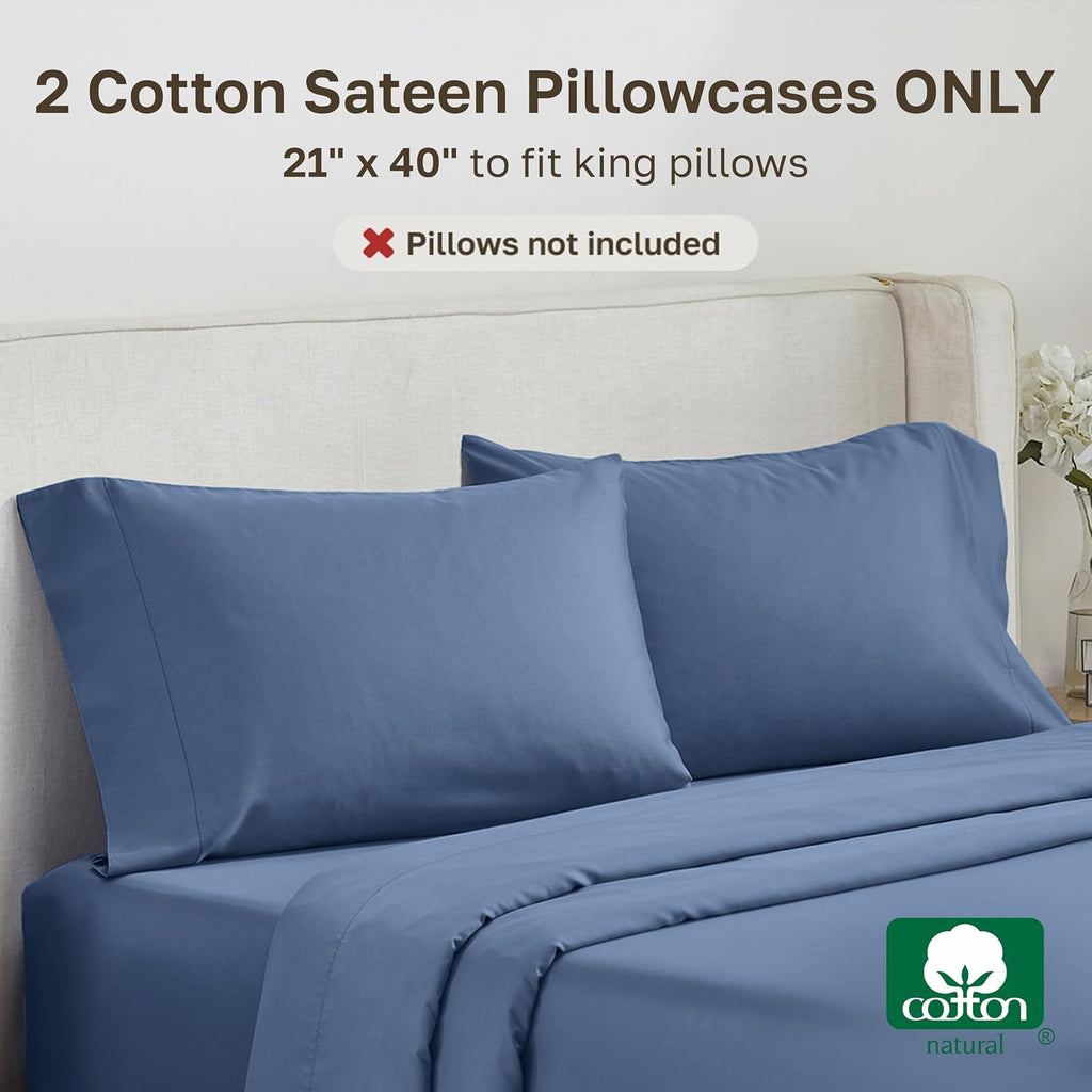 CALIFORNIA DESIGN DEN Soft & Silky 500 Thread Count 100% Cotton Sateen, Cool & Smooth with A Classic Opening, Set of 2 King Pillow Cases…