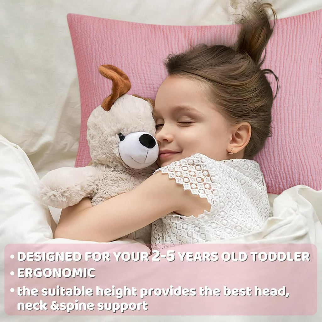 ProGoleem Pro Goleem Toddler Pillow with 100% Muslin Cotton Pillowcase – 13x18 Ultra Soft, Breathable & Machine Washable Kids Pillow for Sl…