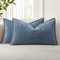 decorUhome Chenille Soft Throw Pillow Covers 12x20 Set of 2, Lumbar Velvet Farmhouse Neutral Decorative Pillow Covers with Stitched Edge fo…