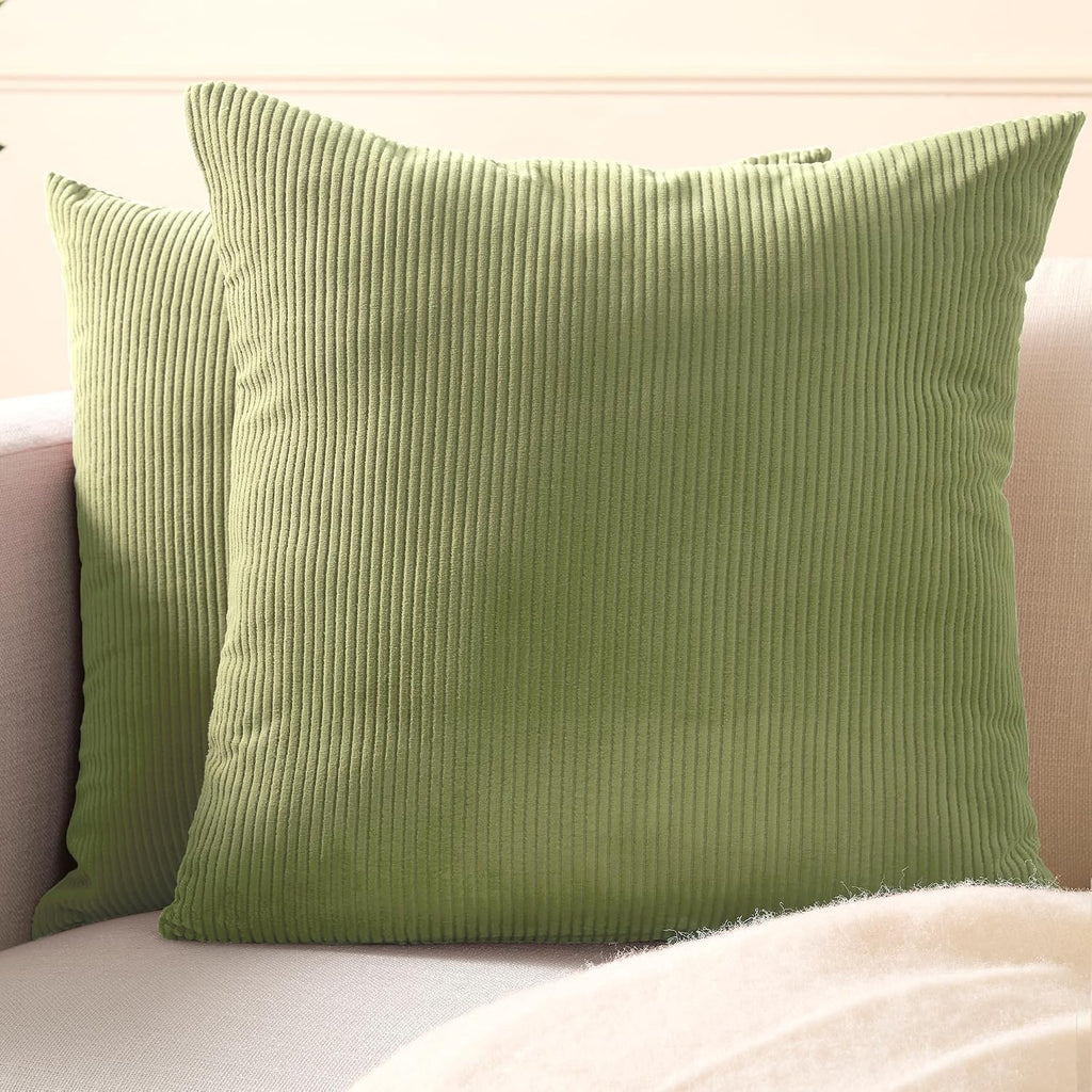 EncasaXO Encasa XO Corduroy Throw Pillows Covers 18"x18", Set of 2 Soft Textured Striped Boho Pillow Covers | Decorative and Cozy Cushion C…