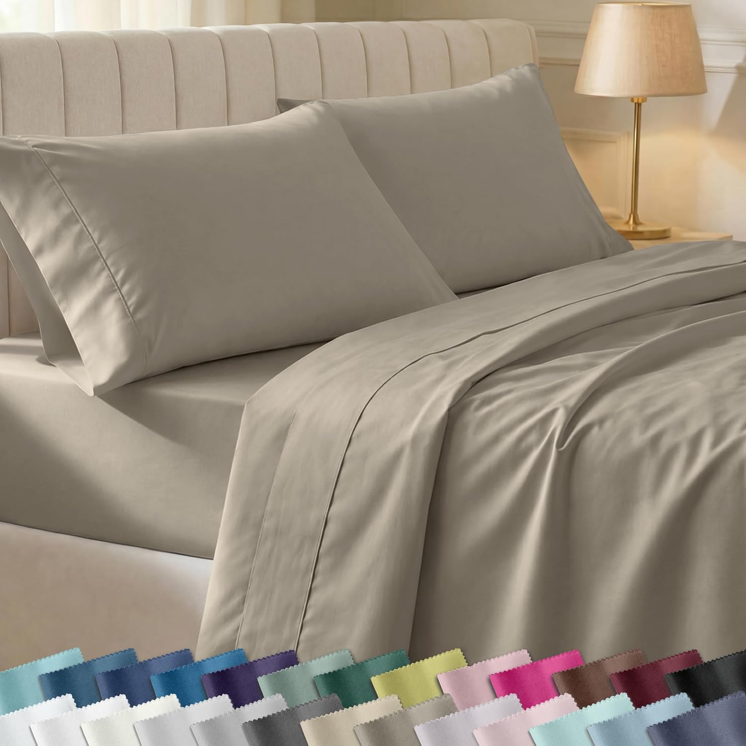 CaliforniaDesignDen California Design Den Soft 100% Cotton Bed Sheets King Size Set, 400 TC Good Housekeeping Award Winner, Silky Smooth Sa…