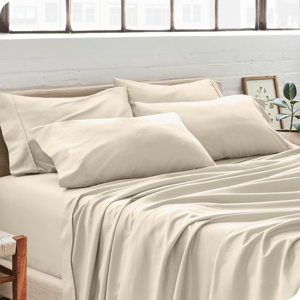 BareHome Bare Home Microfiber Bulk Pillow Cases - King Set of 4 - Cooling Pillowcases - Double Brushed - Sand Pillowcases 4 Pack - Easy Car…