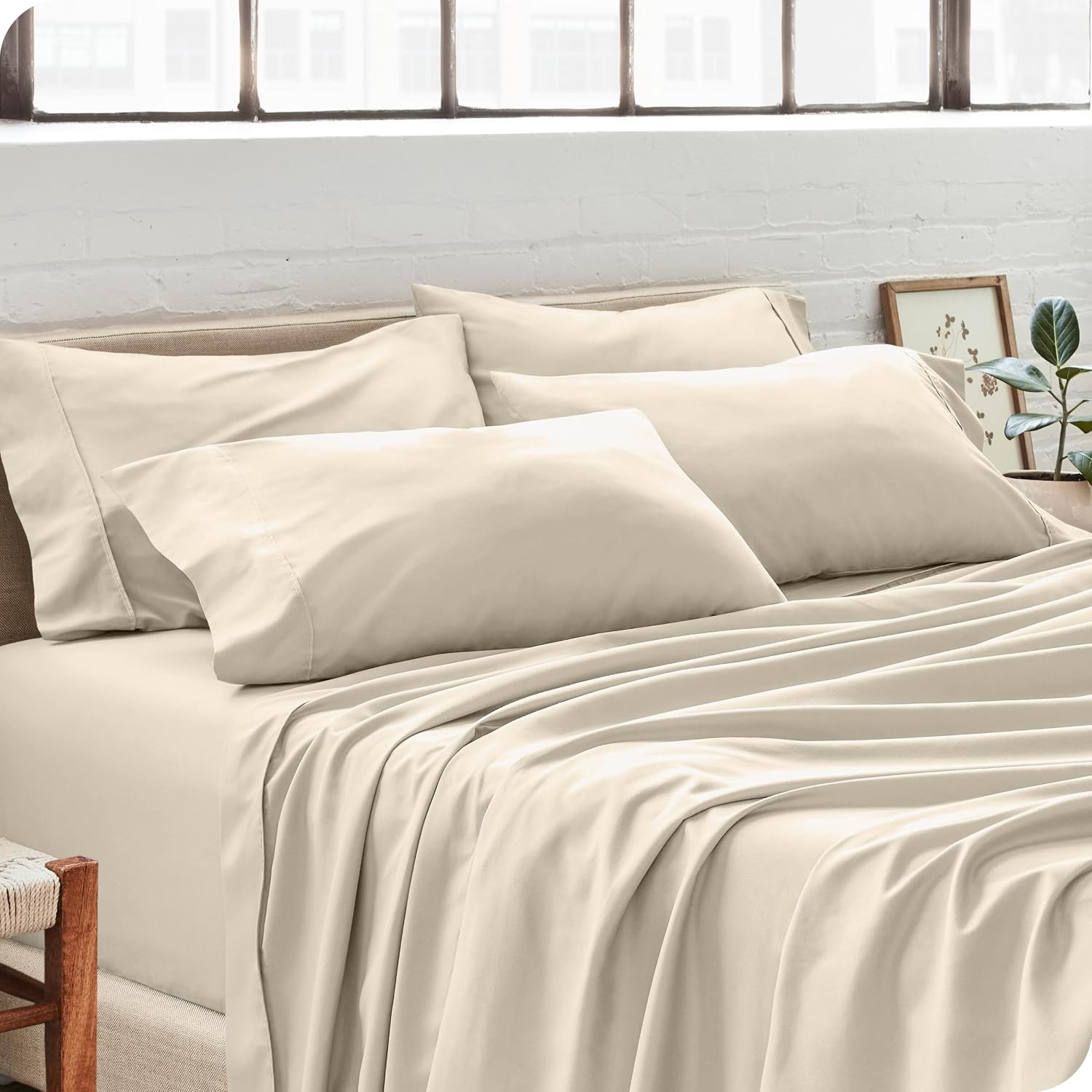BareHome Bare Home Microfiber Bulk Pillow Cases - King Set of 4 - Cooling Pillowcases - Double Brushed - Sand Pillowcases 4 Pack - Easy Car…