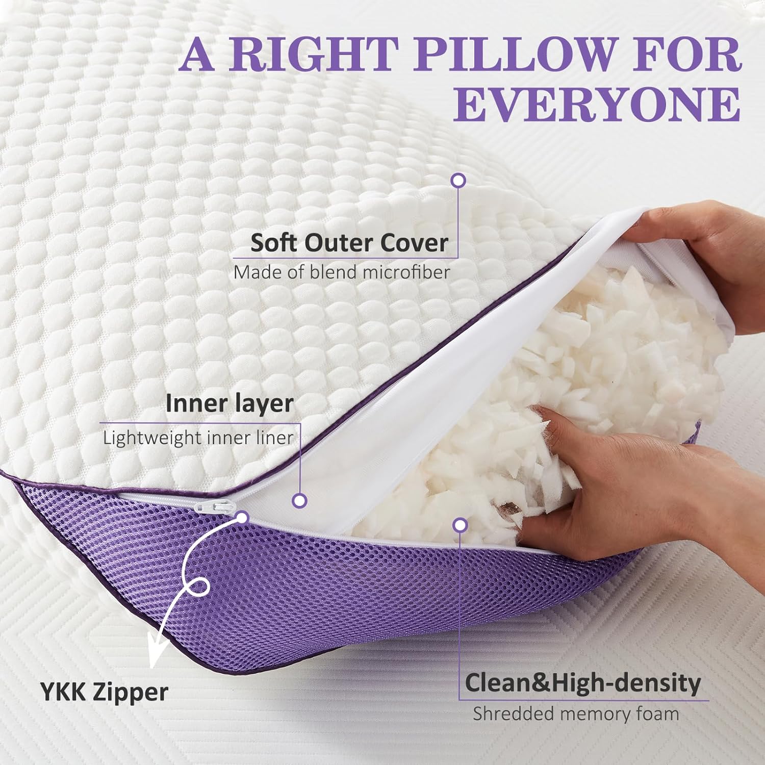 HOMELAB Adjustable Shredded Memory Foam Body Pillow, Cooling Long Pillow with Washable Cover, Full Support for Side Sleepers, Back, Hip &…