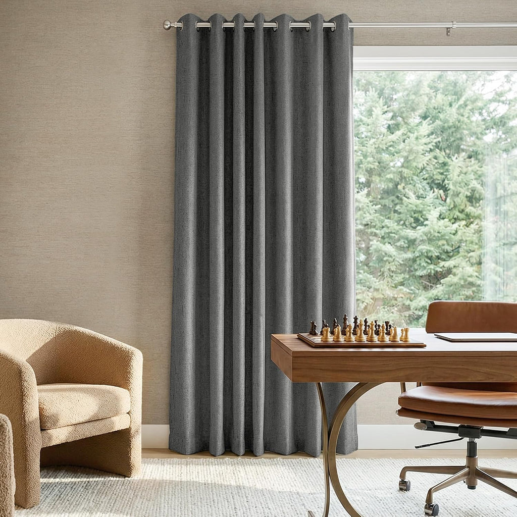 Nicetown 100% Blackout Linen Sliding Door Curtains with White Liner Composite, Grommet Extra Wide Window Treatments Room Divider Drapes for…