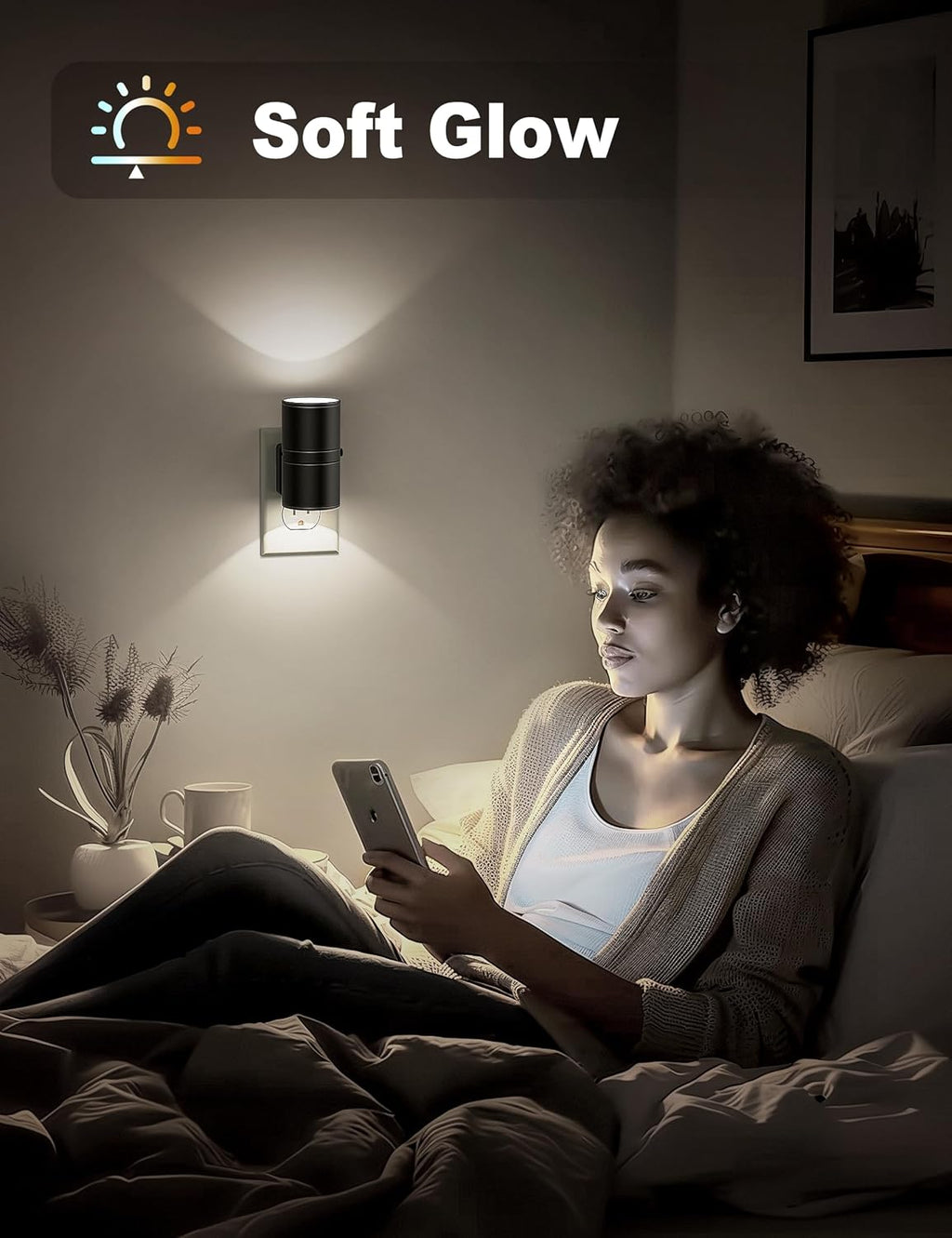 Night Lights Plug into Wall, Dimmable Night Light Plug in, Modern Night Lights with Dusk to Dawn Light Sensor, Soft White 5000K, 0-100LM…