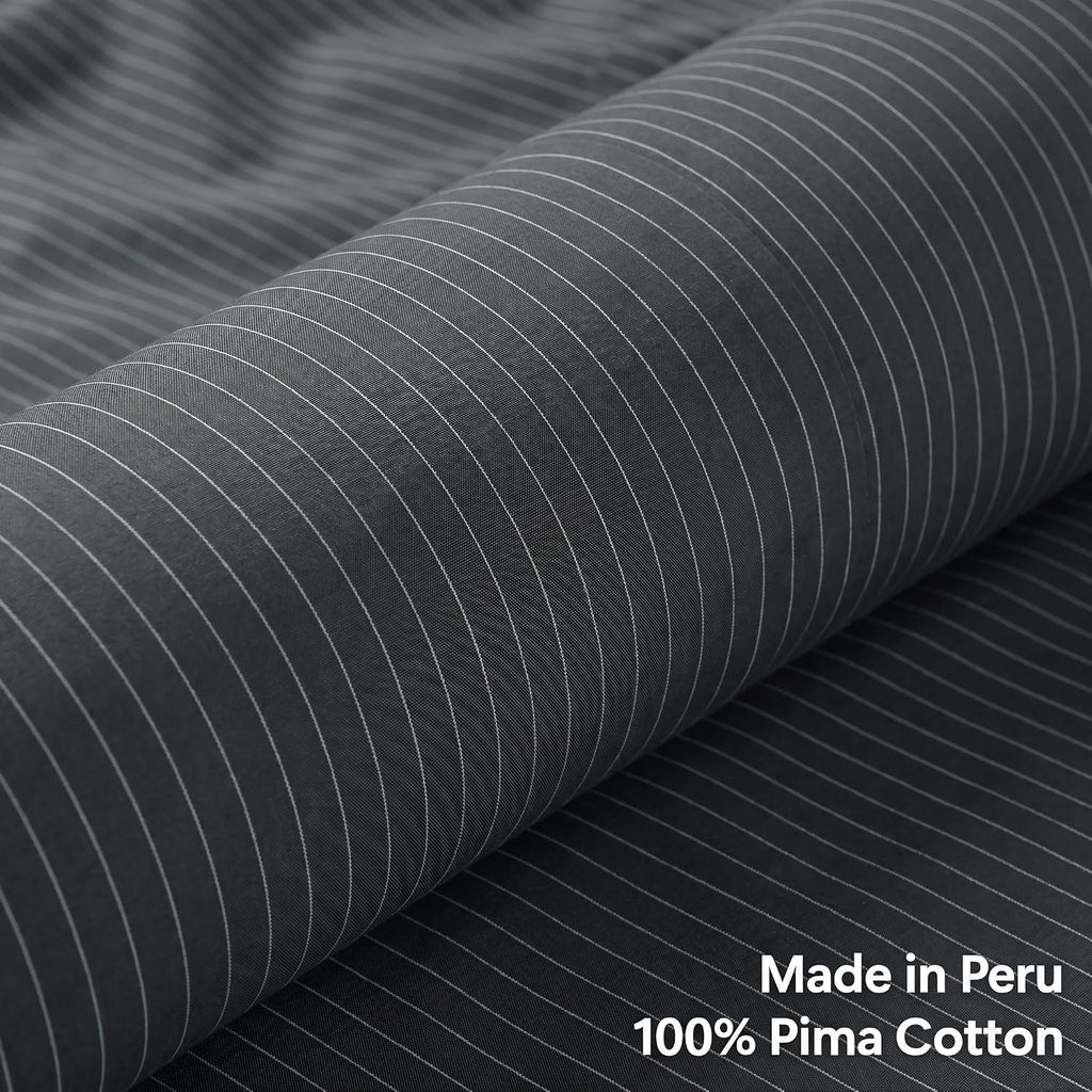 Perupima Peru Pima 415 Thread Count Percal Queen Sheet Set - 100% Peruvian Pima Cotton, 4 Piece (Flat, Fitted, 2 Pillowcases) - Cooling, Cr…
