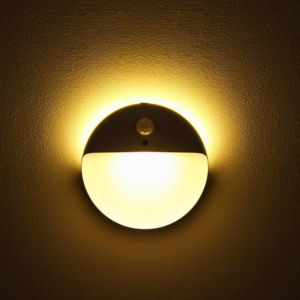 YUNLEX 2 Pack Motion Sensor Night Light, Gold Yellow, 3 Lighting Modes, Stepless Dimming, Battery-Powered, Dimmable LED, Suitable for…