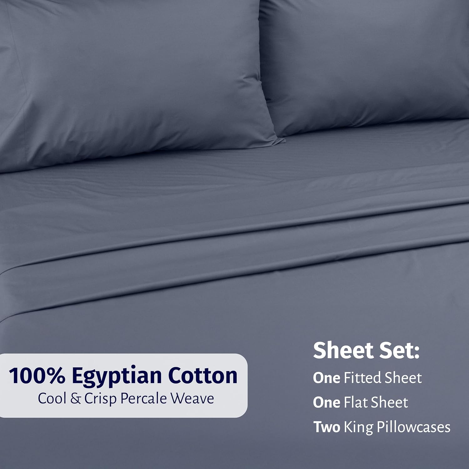 CaliforniaDesignDen California Design Den Certified 100% Egyptian Cotton California King Sheets Set - Lightweight Percale Cal King Sheet Se…