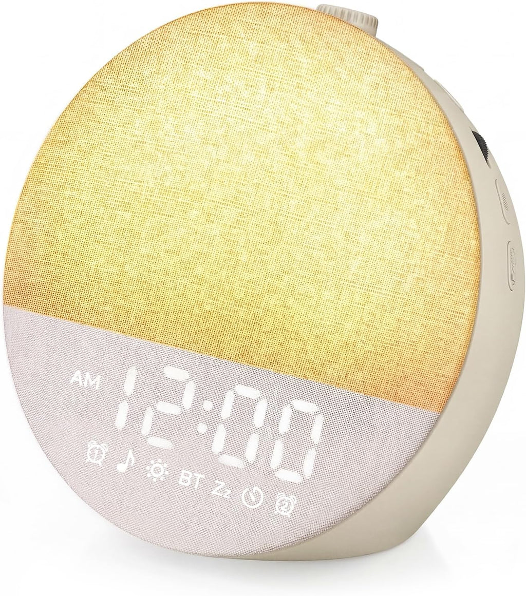 Geuuap Sunrise Alarm Clock White Noise Machine | Natural Wake-Up Light for Bedroom with 30 Soothing Sleep Aids, Bluetooth Speaker…