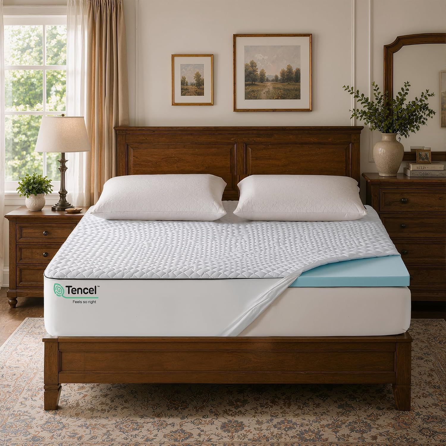 Masionbackyards Dual Layer Memory Foam Mattress Topper King, Gel Memory Foam and Cooling Pillow Top Mattress Pad Cover for Pressure Relief a…