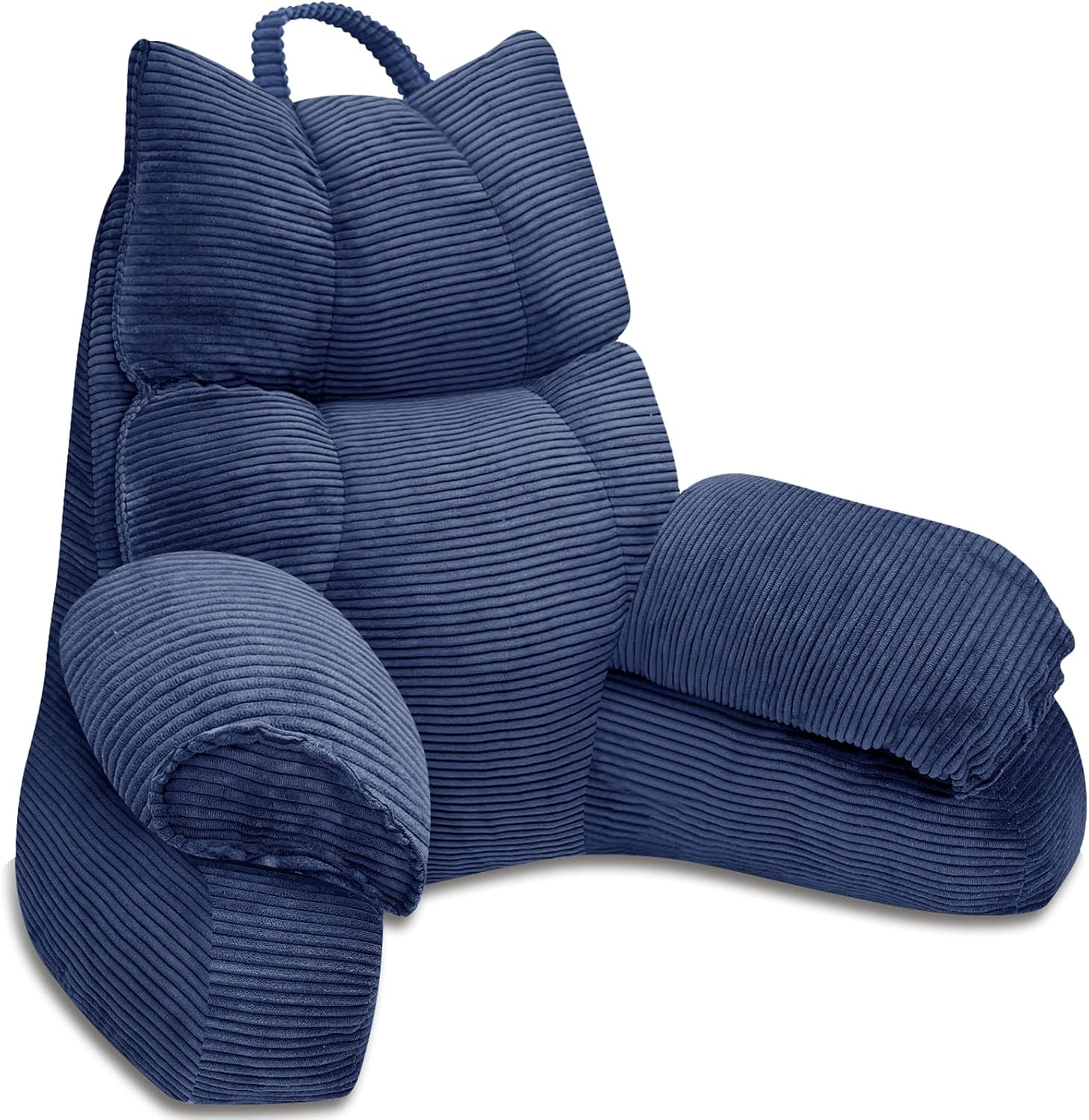 RRPAHWTV Reading Pillow for Bed with High Arm Rests, Back Support Pillow for Sitting Up in Bed with Shredded Memory Foam for Reading, TV…