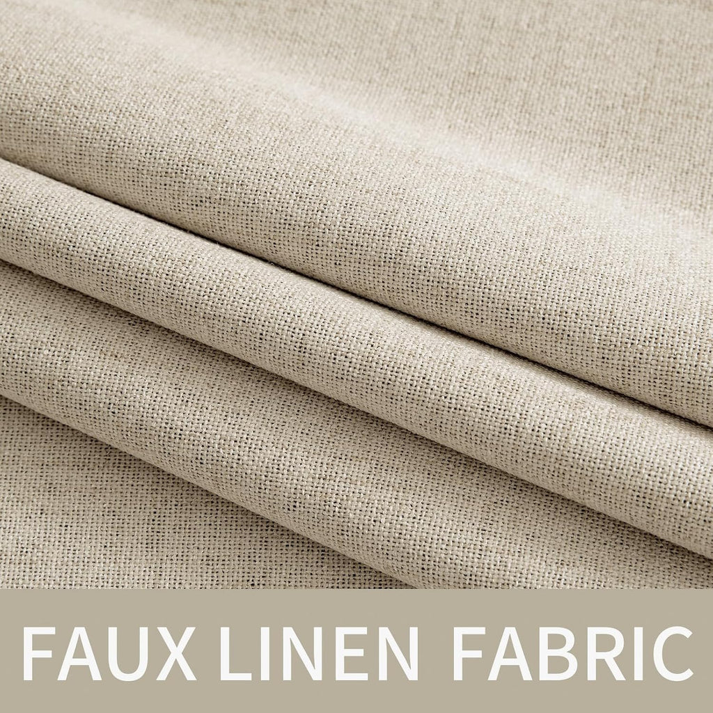 Miulee Linen Curtains 100% Blackout for Bedroom Thermal Insulated Stone Grommet Room Darkening Curtains & Drapes Fall Decor for Living Room…