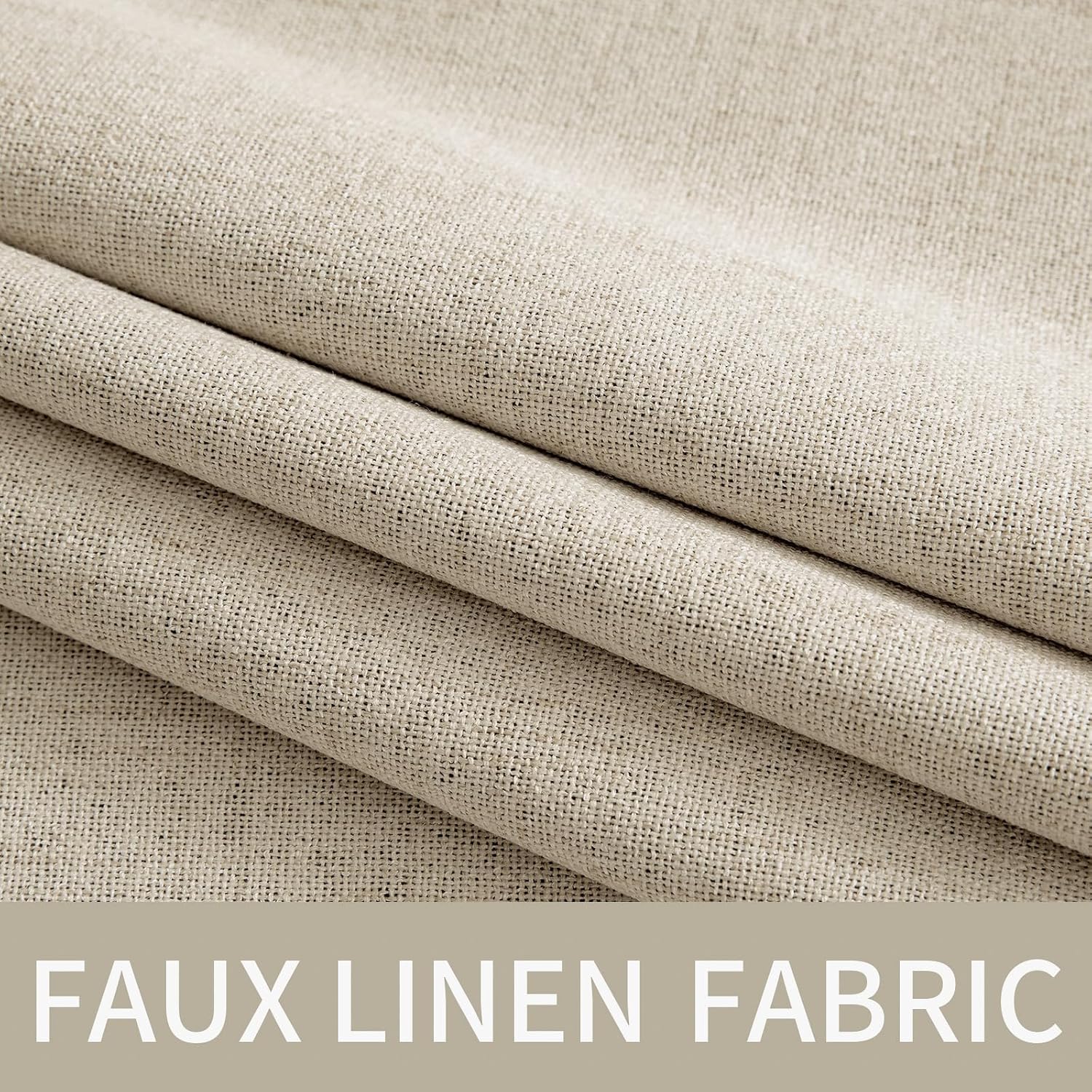 Miulee Linen Curtains for Bedroom 100% Blackout Thermal Insulated Stone Grommet Room Darkening Curtains & Drapes Fall Decor for Living Room…