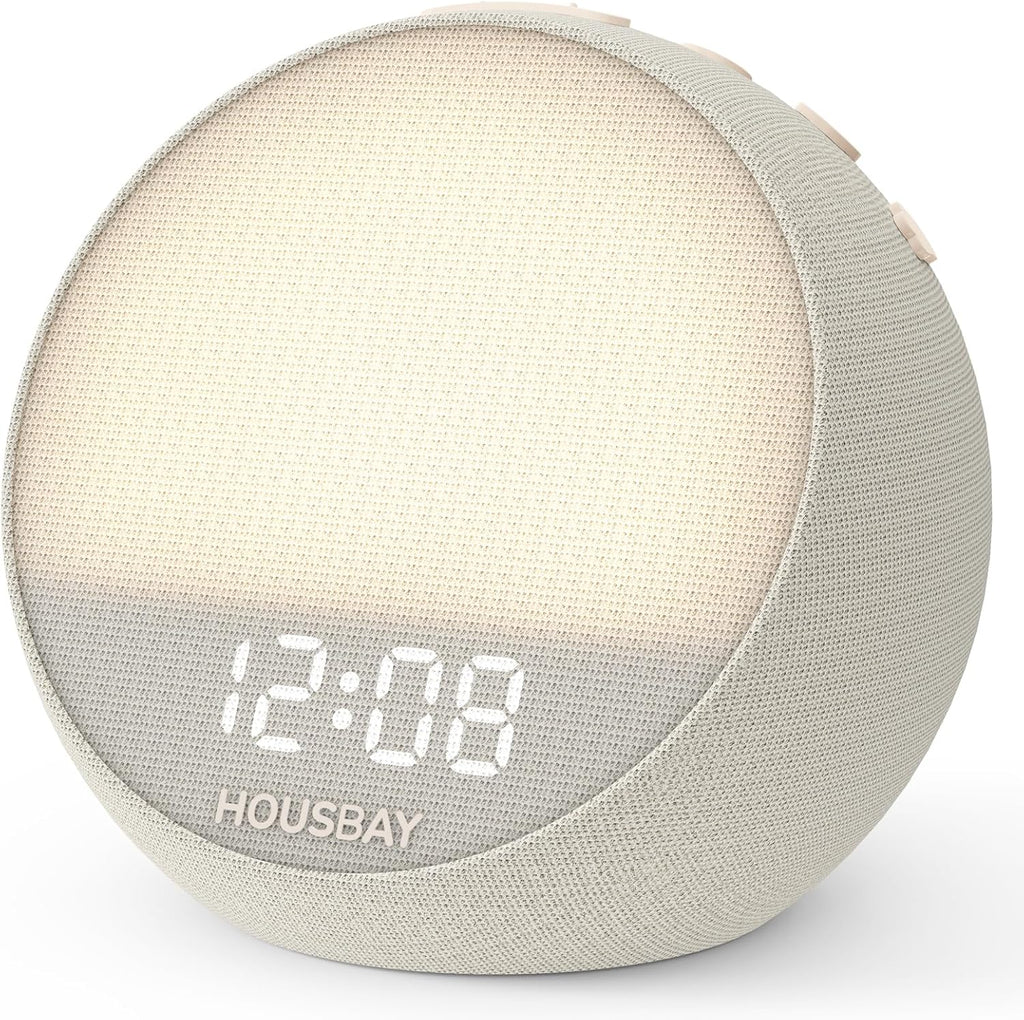HOUSBAY MINI Sunrise Alarm Clock with Sound Machine, Rhythm Wake-Up Light, White Noise for Sleeping, Compact Phone-Free Bedrooms Clock…