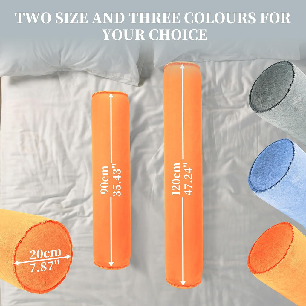 ONTYZZ Inflatable Long Body Pillow, Long Pillow for Bed, Oval Bolster Pillow for Good Sleeping and Back/Neck Support, 2pcs Orange