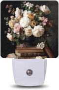 Night Light, Vintage Roses Book Night Lights Plug into Wall Decor for Bedroom Bathroom Hallway Kitchen, Dusk to Dawn Sensor Gift for…