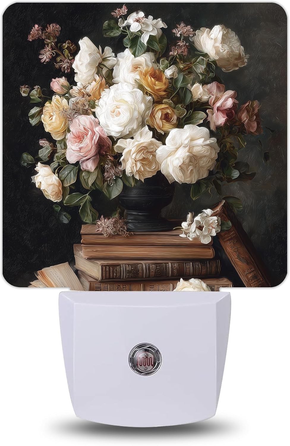 Night Light, Vintage Roses Book Night Lights Plug into Wall Decor for Bedroom Bathroom Hallway Kitchen, Dusk to Dawn Sensor Gift for…