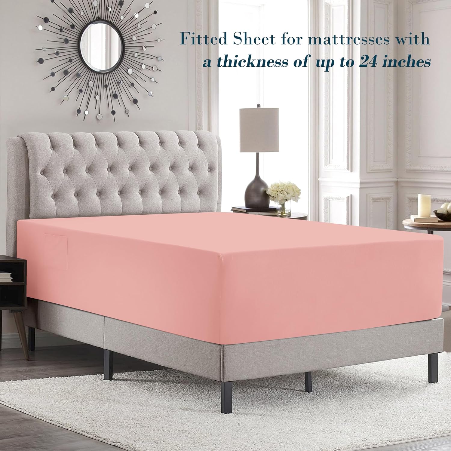 MocassiLuxuryBedding Mocassi Twin Size 4-Piece Bed Sheet Set - 1800 Hotel Quality Microfiber 18-24 Inches Extra Deep Pocket Fitted Sheet- L…