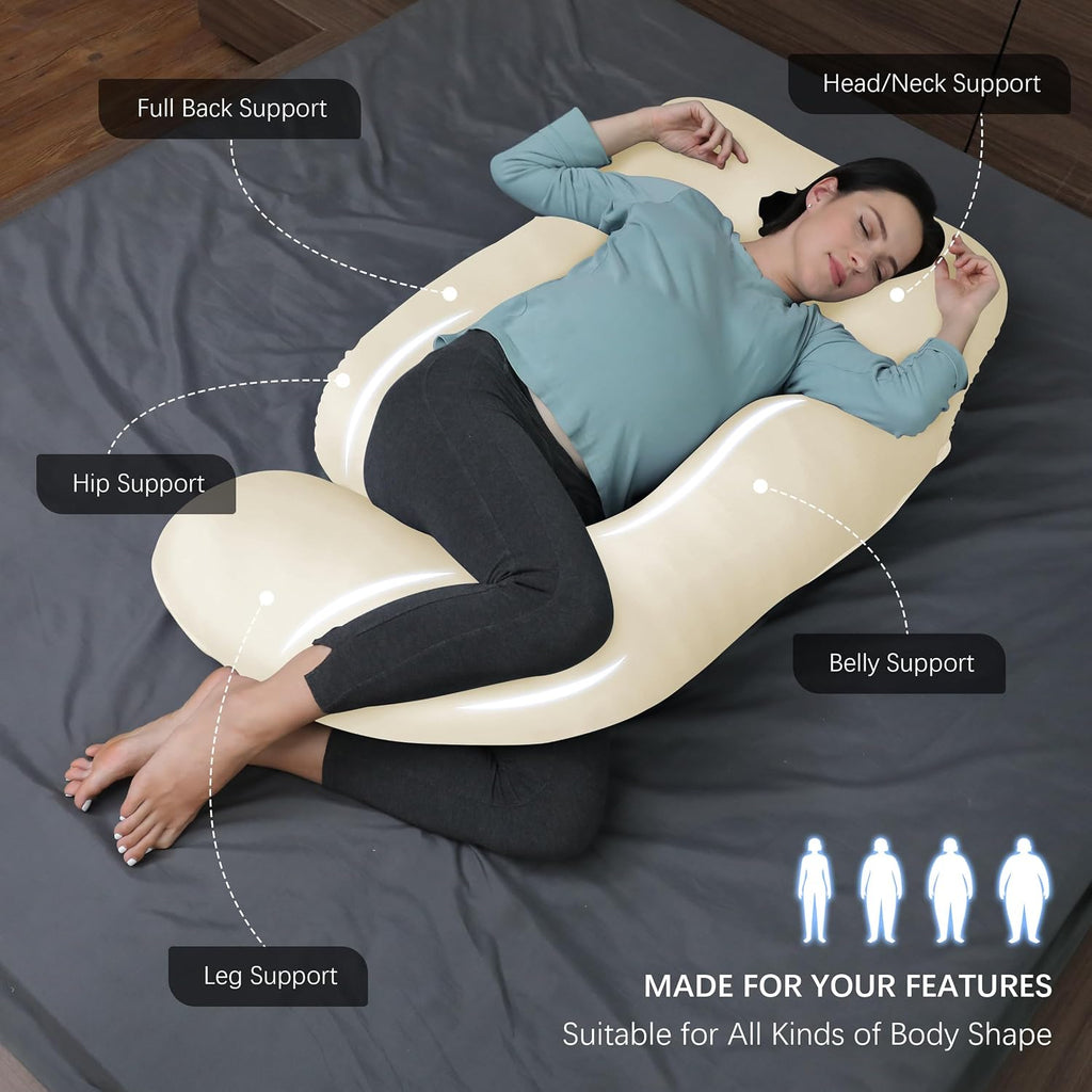 Moonpark MOON PARK Pregnancy Pillows for Sleeping - U Shaped Full Body Maternity Pillow with Removable Cover - Support for Back, Legs, Bell…