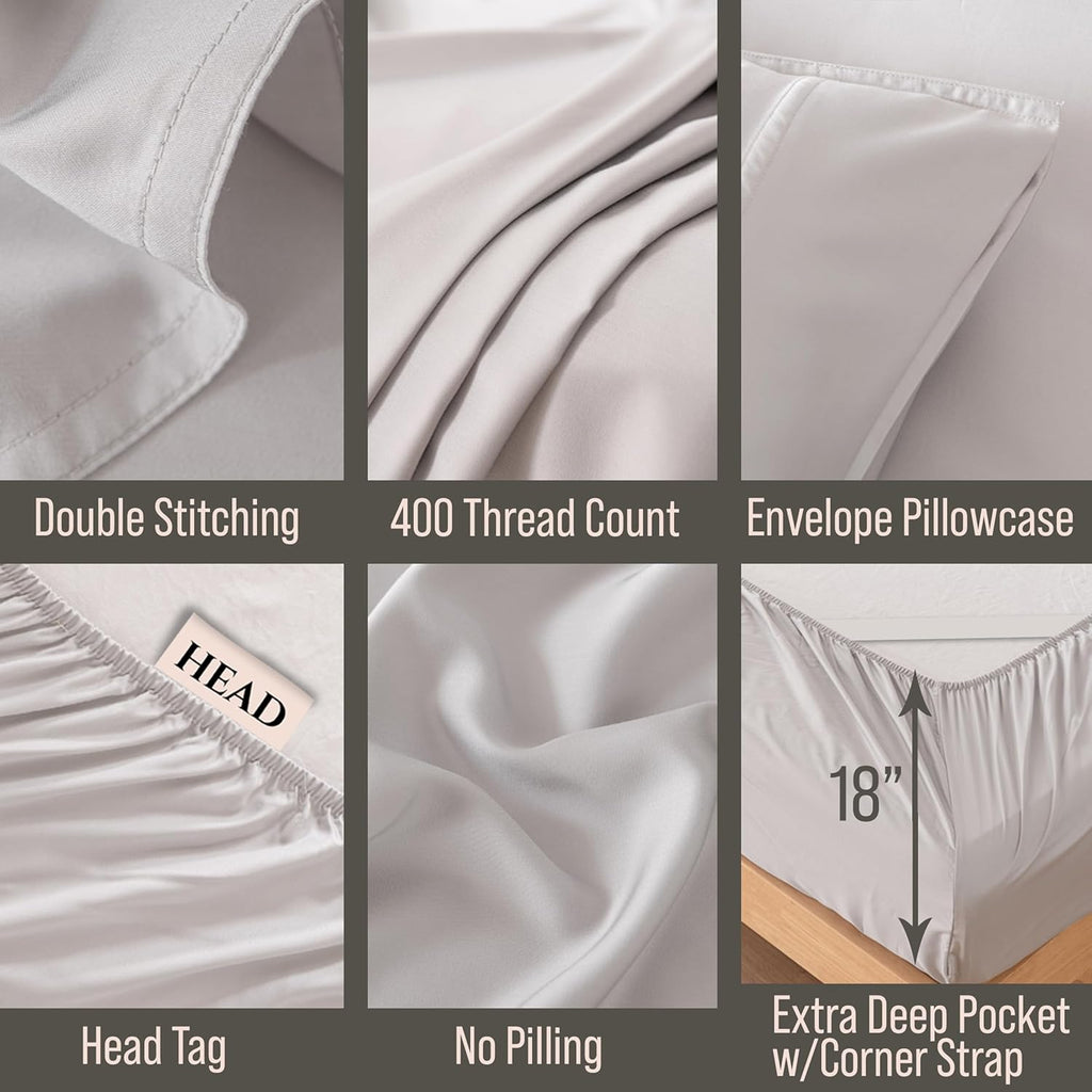 Bella Coterie 6 Piece Luxury Bamboo Viscose King Size Sheet Set | 100% Organically Grown | Cooling for Hot Sleepers | 18" Deep Pocket |…