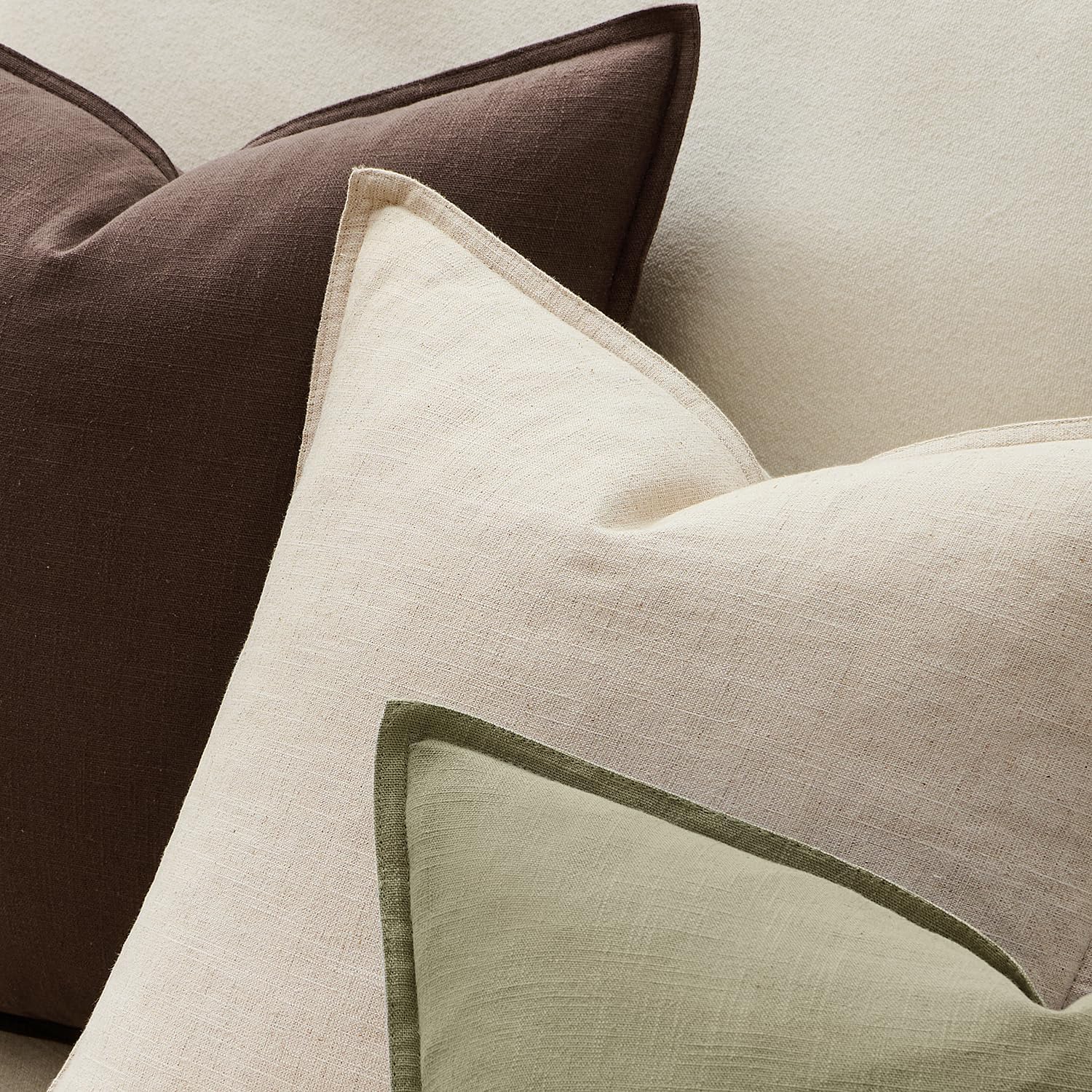 Anroduo Pack of 2 Decorative Linen Pillow Covers Natural Beige Neutral Farmhouse Boho Soild Cushion Case Soft Accent Pillowcase for Couch S…