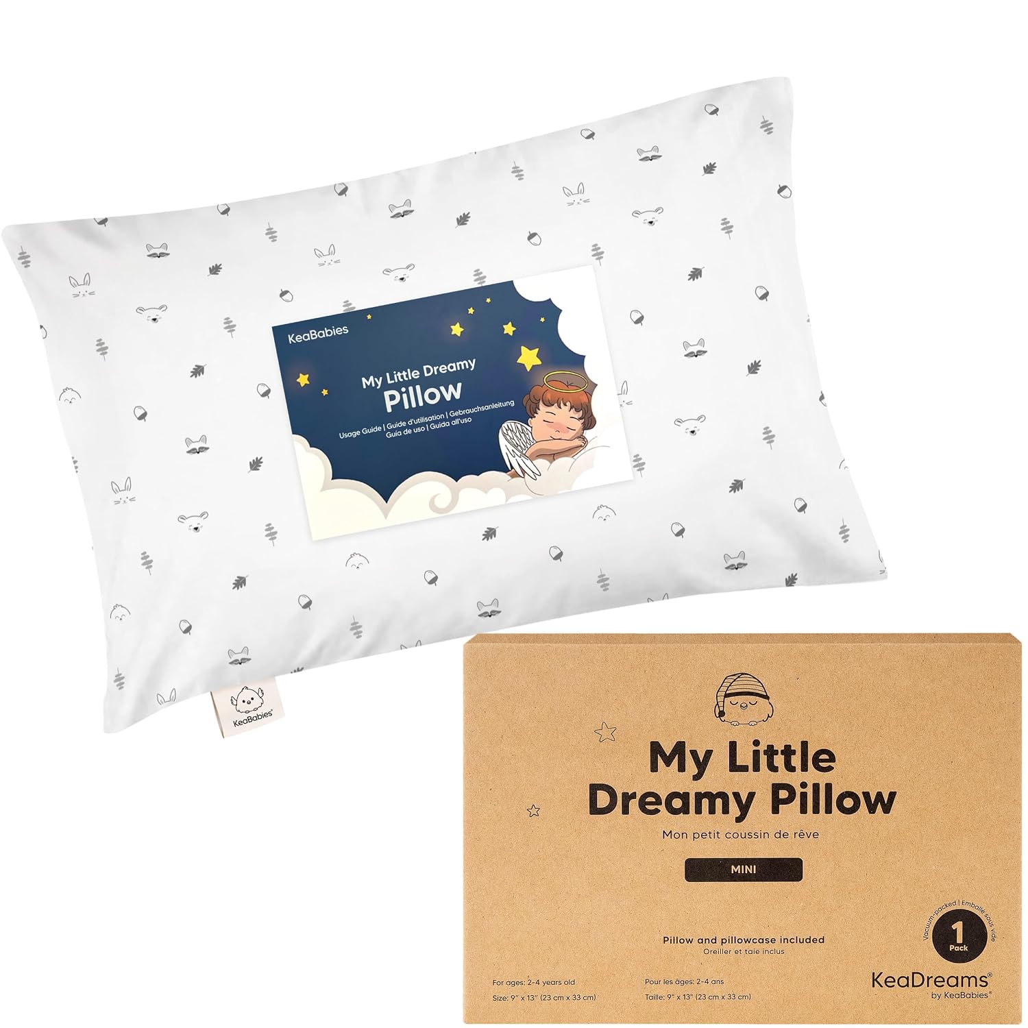 Mini Toddler Pillow with Pillowcase - 9x13 My Little Dreamy Travel Kids Pillow for Sleeping, Toddler Bed, Small, Tiny, Organic Cotton…