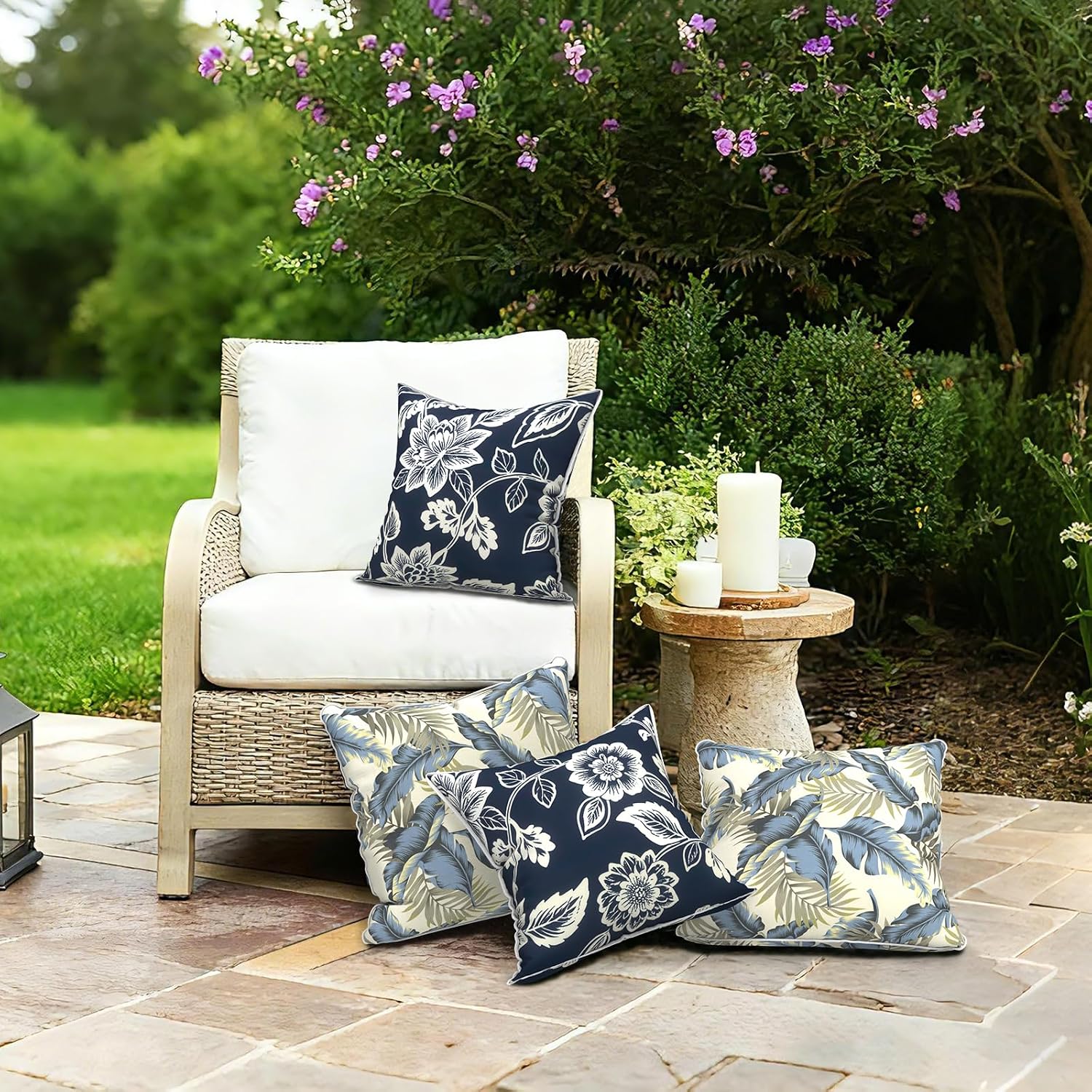 LVTXIII Set of 2 Patio Throw Pillows Covers Waterproof 20x20 Fade Resistant Outdoor Throw Pillow Case, Fluffy Decorative Garden Toss…