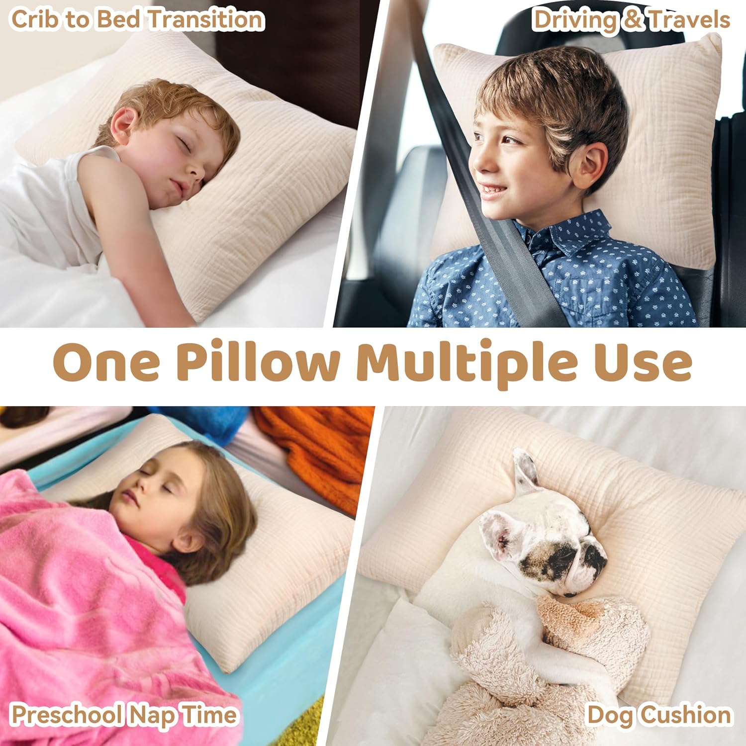 ProGoleem Pro Goleem Toddler Pillow with 100% Muslin Cotton Pillowcase – 13x18 Ultra Soft, Breathable & Machine Washable Kids Pillow for Sl…