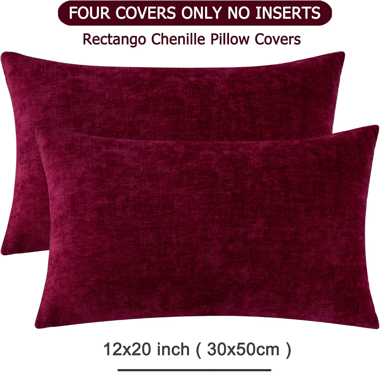 Gawamay Lumbar Decorative Throw Pillow Covers 12"x20" Inch Set of 2, Super Soft Chenille Rectangle Pillowcase for Living Room Bedroom Sofa…