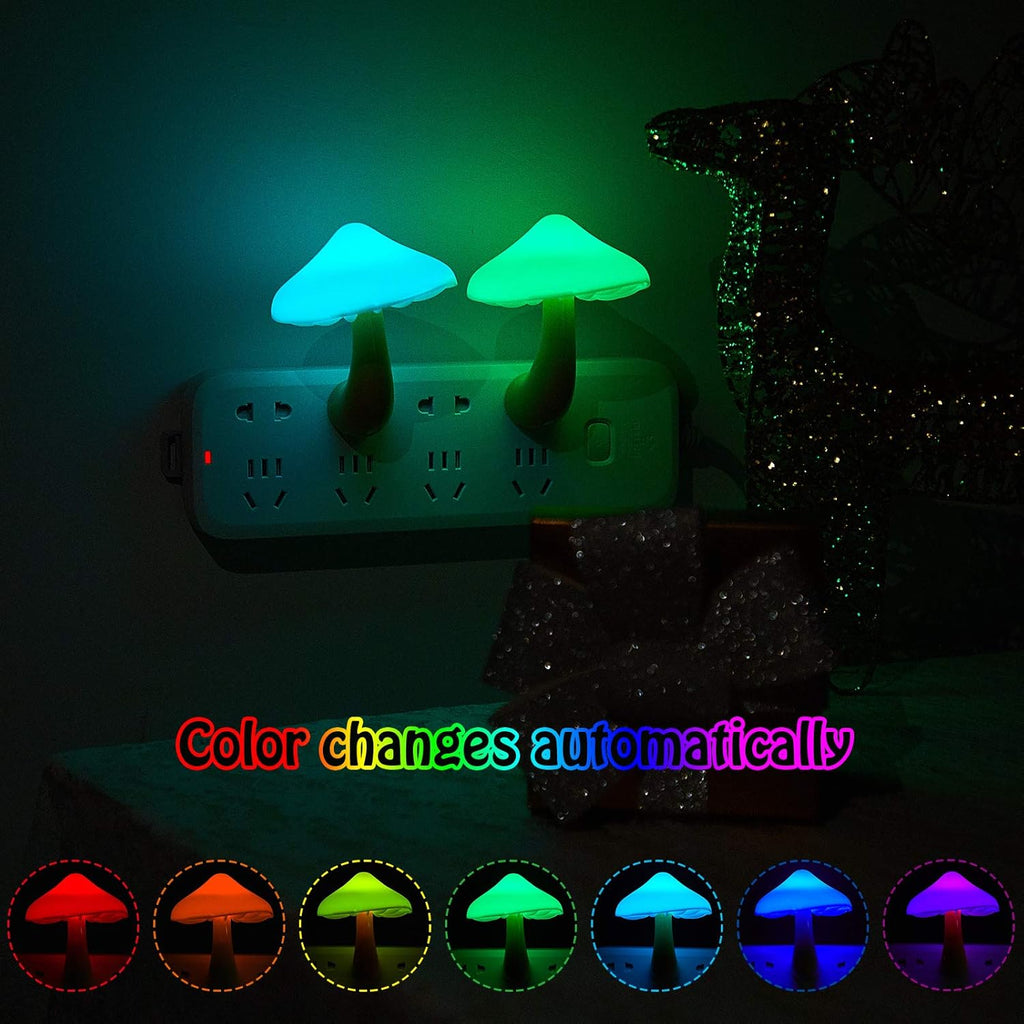 Honoson 4 Pieces Mushroom Night Light LED Night Light Plug in Lamp 7 Color Magic Mini Pretty Mushroom Shaped Lamp Adults(7-Color Light…