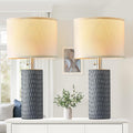 Reaketon Table Lamps for Living Room Set of 2, Ceramic Table Lamps for Bedroom, 20" Modern Lamps for Night Stands, Grey