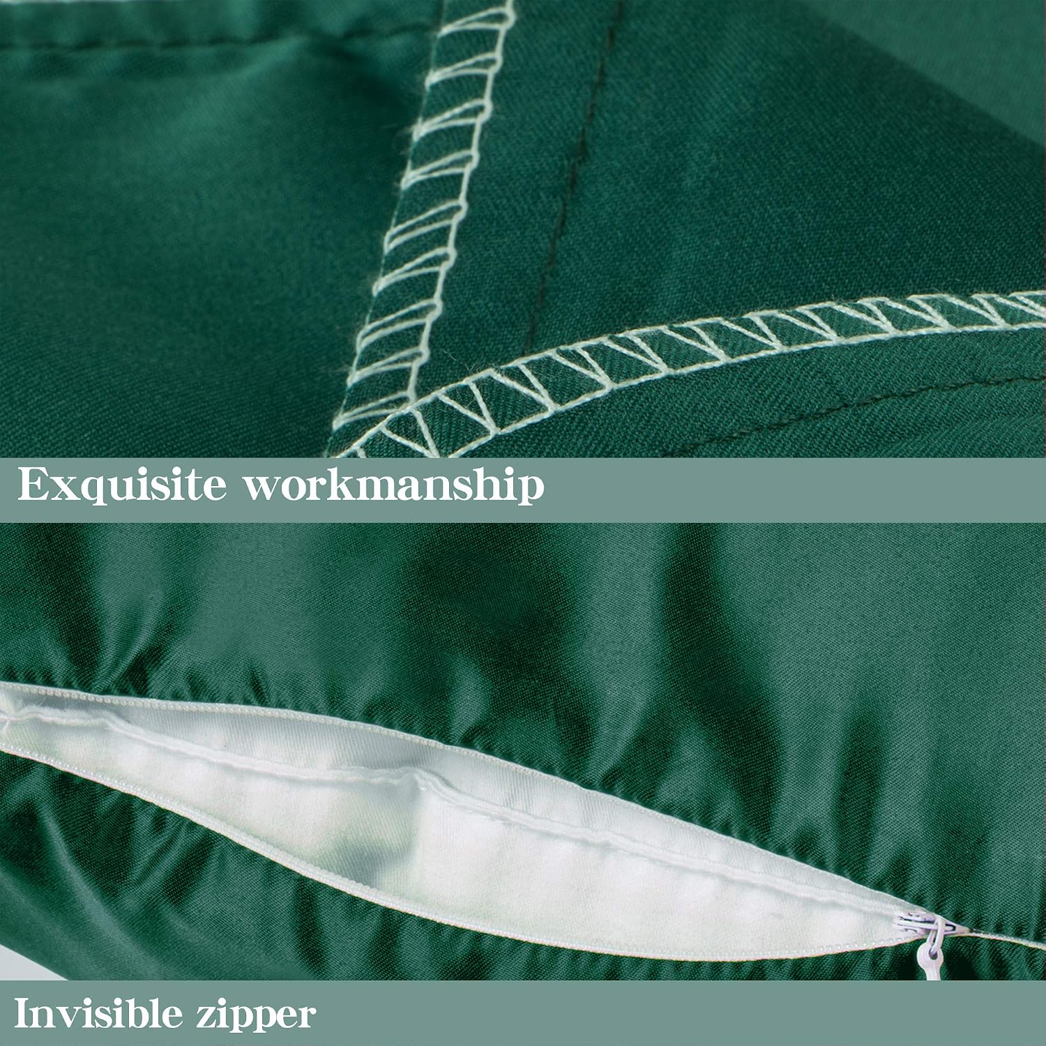 Ntbay Zippered Satin Pillow Cases for Hair and Skin, Luxury King Hidden Zipper Pillowcases Set of 2, 20x36 Inches, Dark Green 36 Inches Gre…