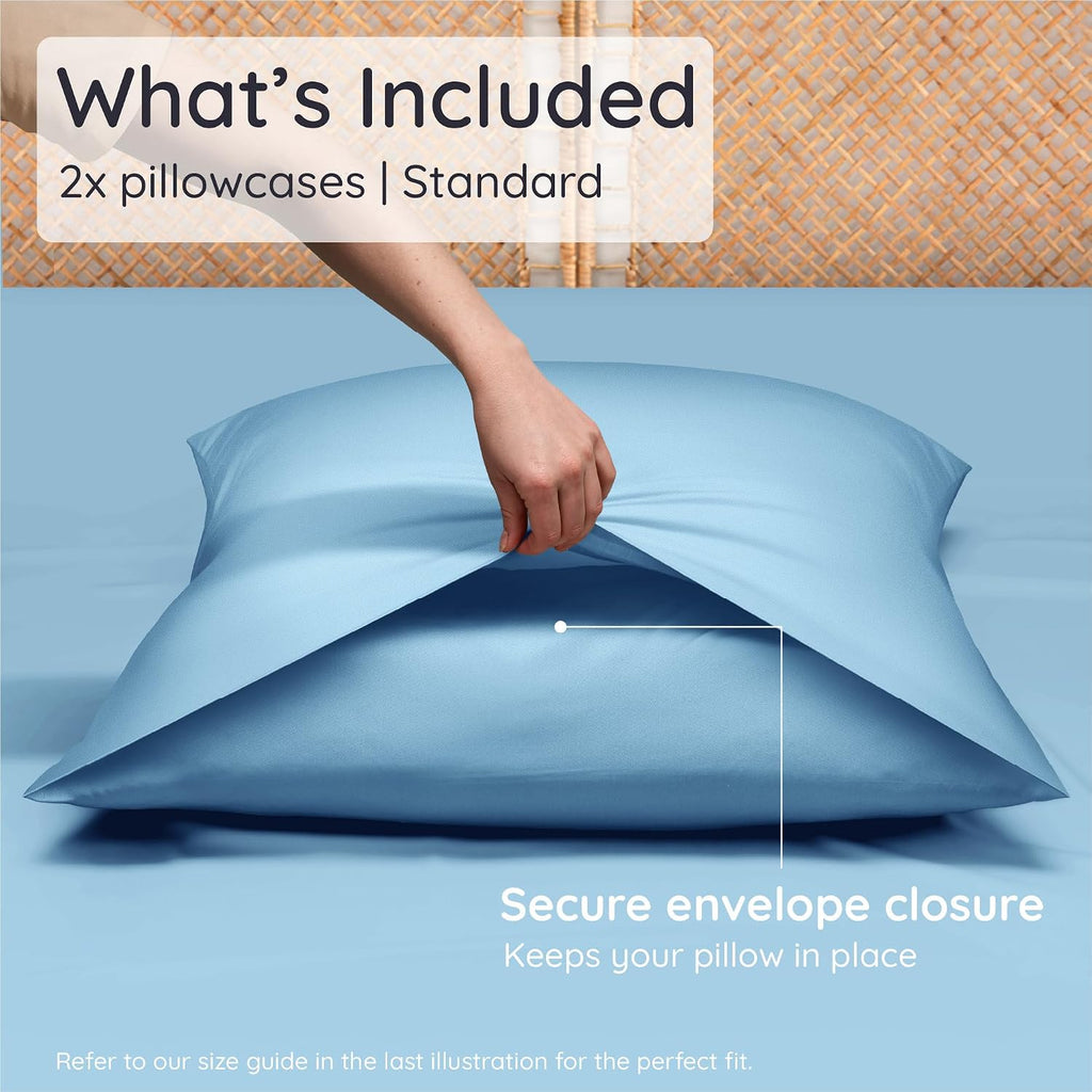 Bambaw 100% Viscose Derived from Bamboo Pillowcase Standard Size – Set of 2 Cooling Pillow Cases Standard Size with Envelope Closure, Breat…
