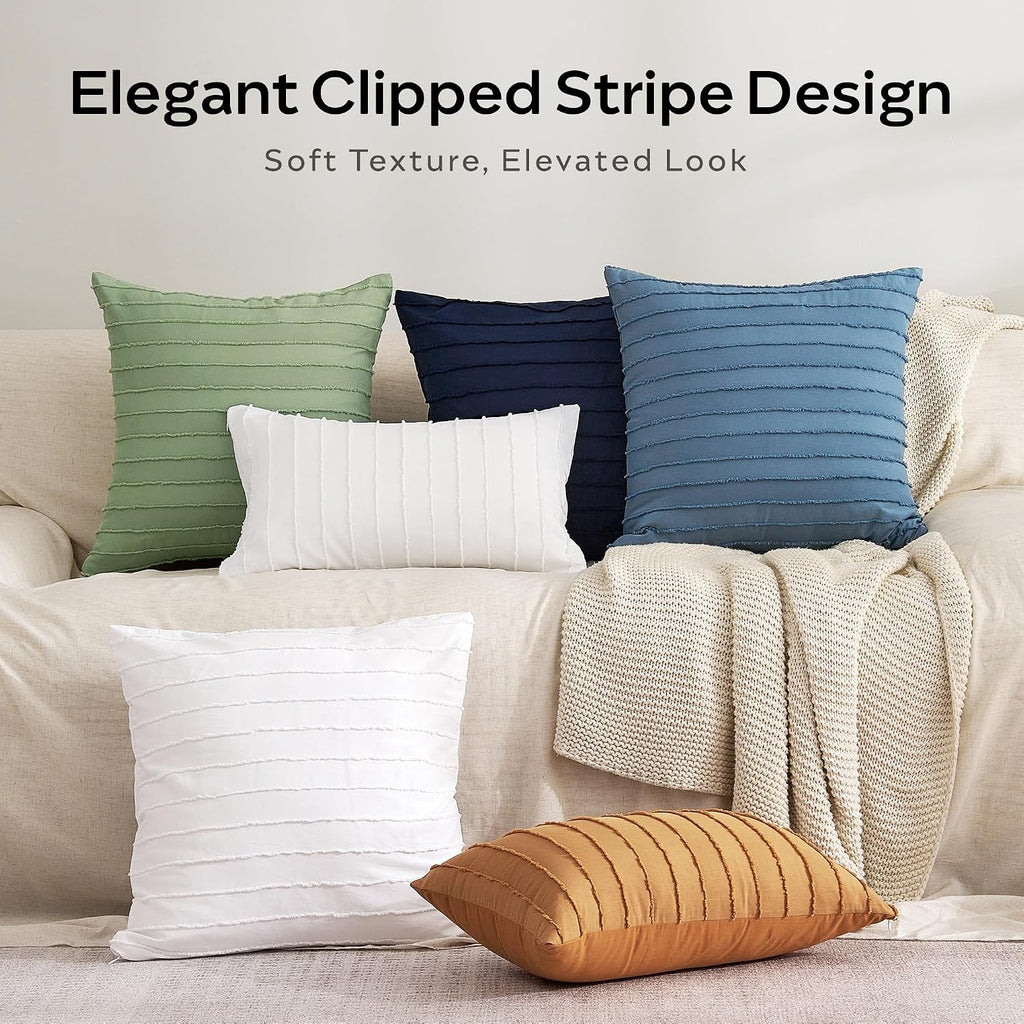 Jellymoni 2 Pack Light Green Pillowcases 12" x20", Soft Microfiber Striped Tufted Pillow Covers(Pillows are not Included) 2 Pack 20 inches…