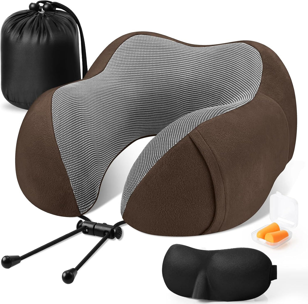 CloudBliss Travel Pillow Premium Memory Foam, Comfortable & Supportive Neck Pillow, Sleeping Neck Pillows for Travel, Airplane Pillow for…