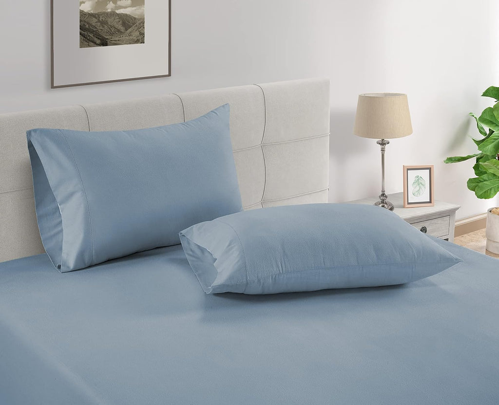 LaneLinen LANE LINEN Pillow Case Covers King Set of 2 100% Egyptian Cotton Sateen Soft Cool & Smooth Cases - French Blue Cotton Blue