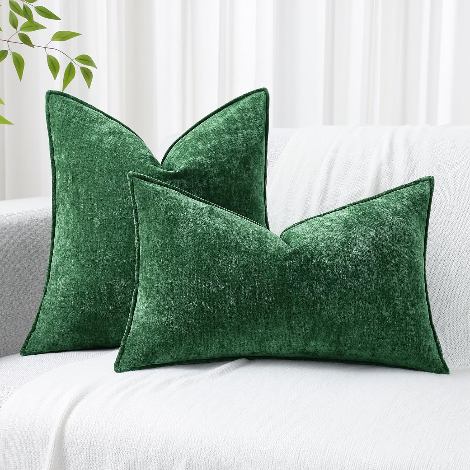 decorUhome Summer Couch Throw Pillow Covers 18x18 Set of 2, Decorative Soft Velvet Modern Cozy Chenille Pillow Cases with Elegant Design fo…
