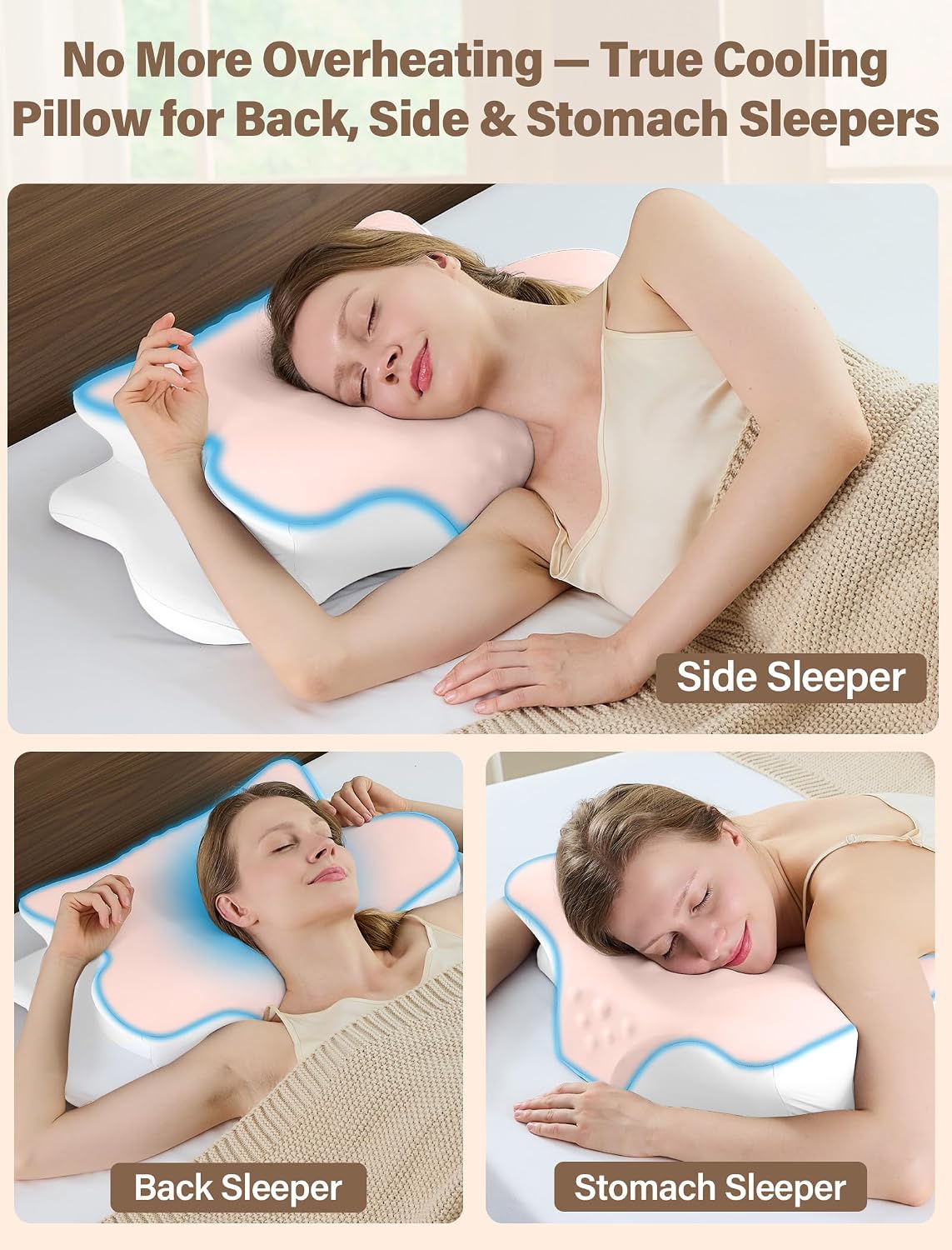 Vjasd Cervical Neck Pillow for – Ergonomic Memory Foam Pillow for Side Sleeper Contour Orthopedic Bed Pillow for Neck Support with Cooling…