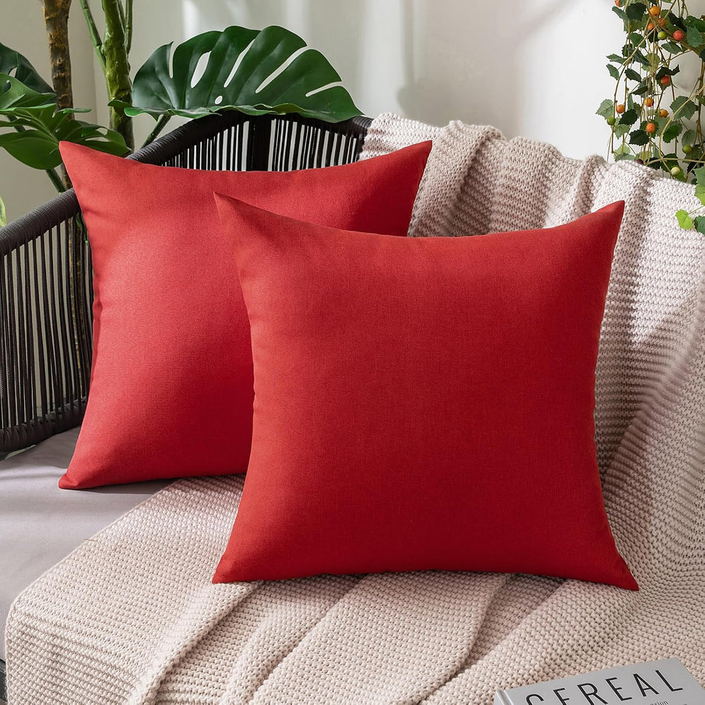 Miulee Pack of 2 Decorative Outdoor Solid Waterproof Throw Pillow Covers Faux Linen Garden Farmhouse Cushion Cases for Summer Patio Tent Ba…