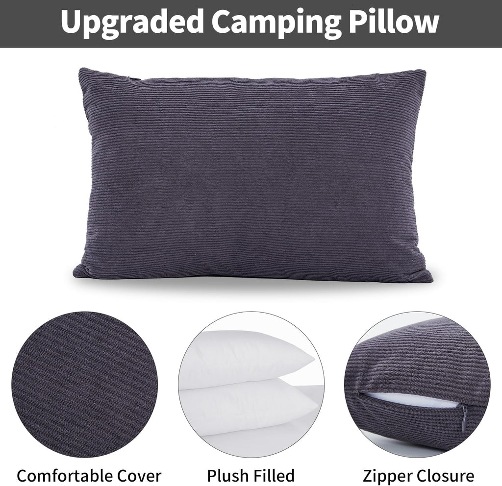 MOON LENCE Camping Pillows 2 Pack, Compressible Camp Pillow with Washable Cover & Carry Bag, Plush Filled Backpacking Pillow for Hiking…