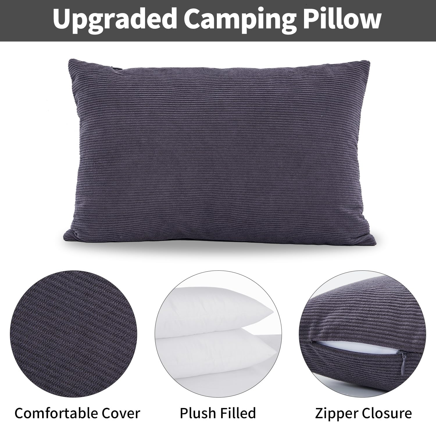 MOON LENCE Camping Pillows 2 Pack, Compressible Camp Pillow with Washable Cover & Carry Bag, Plush Filled Backpacking Pillow for Hiking…