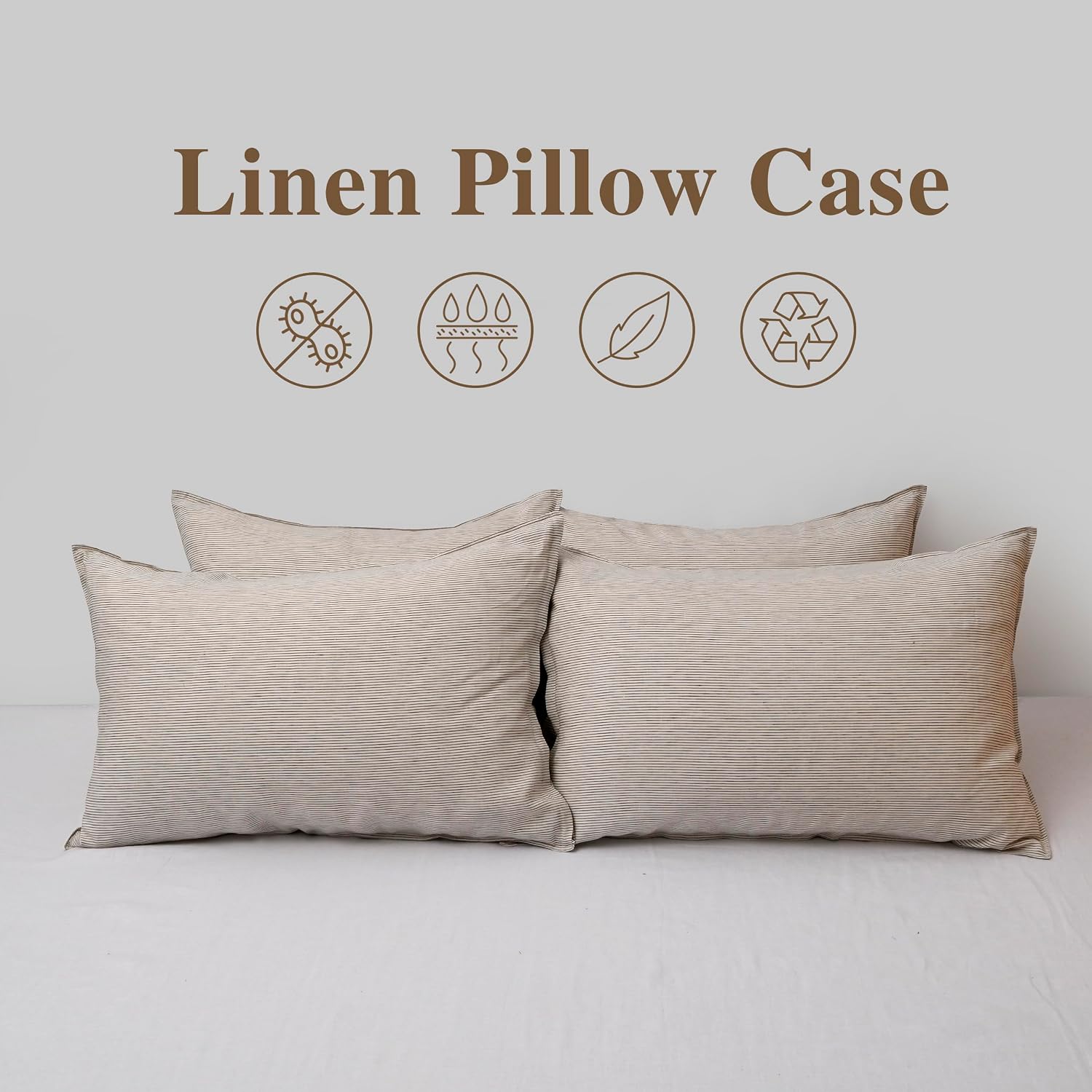 Chuffed Linen Pillowcases 2 Pack 100% Linen Standard Pillow Cases, Breathable and Cooling Washed Pillowshams with Zipper Closure, 20x30 Inc…